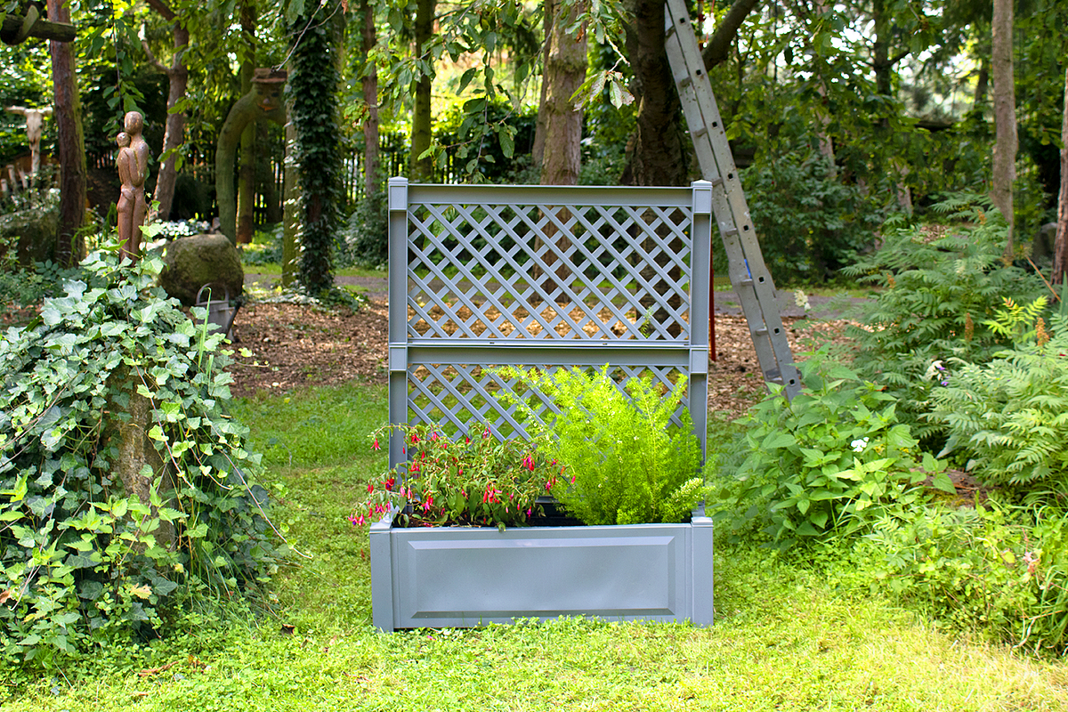 KHW Pflanzkasten groß mit Spalier 100 cm (2-tlg.) grau