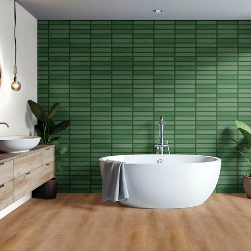 Revét Vinyl Wandfliese Butcherblock Grün Hochglanz 120 x 60 cm