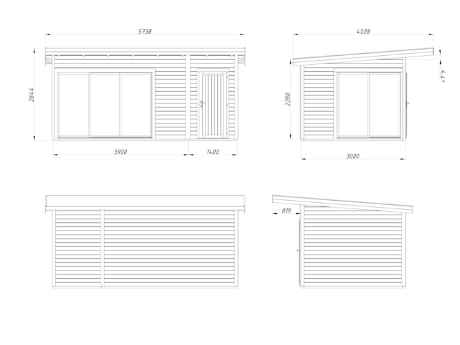 Palmako Gartenhaus Andrea 15,2 m² Slide - 44 mm