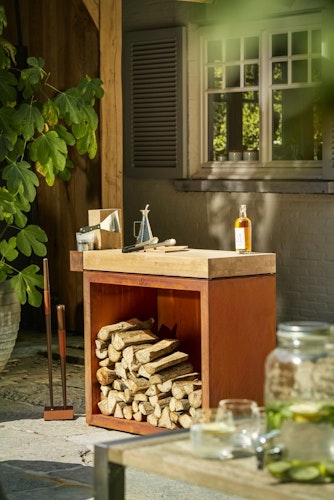 OFYR Butcher Block Storage 90 Corten Teakholz