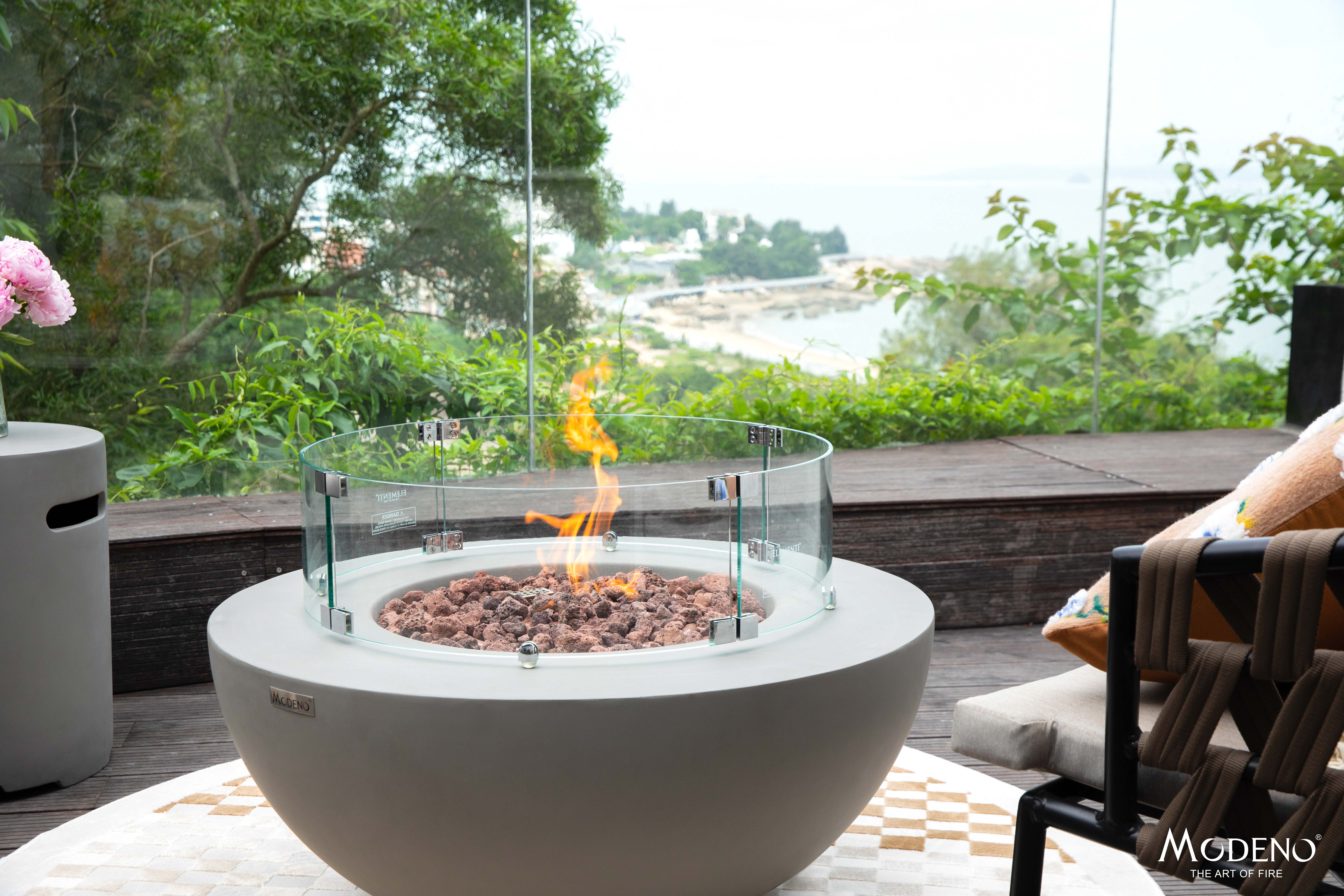 Gardenforma Gas Feuerstelle Roca in grauer Betonoptik