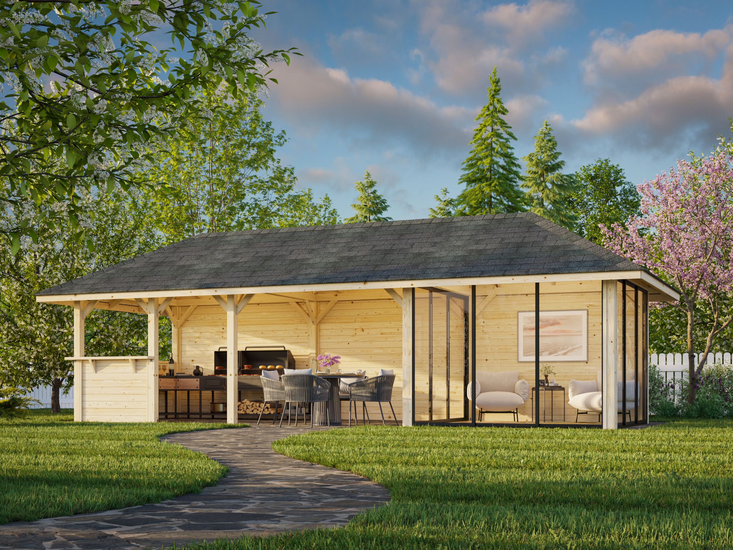 Palmako Pavillon Bianca 24,9 m² Set 216 Slide - 28 mm