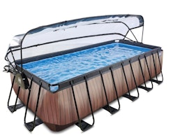 Exit rechteckiger Rahmenpool mit Sandfilteranlage, Wärmepumpe und Sonnendach (Höhe 122cm) 540 x 250 x 122 cm braun