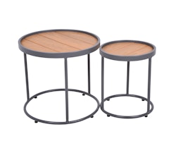 Garden Pleasure Beistelltisch SILEA, 2er-Set, Aluminium Anthrazit / Nonwood Teak-Optik