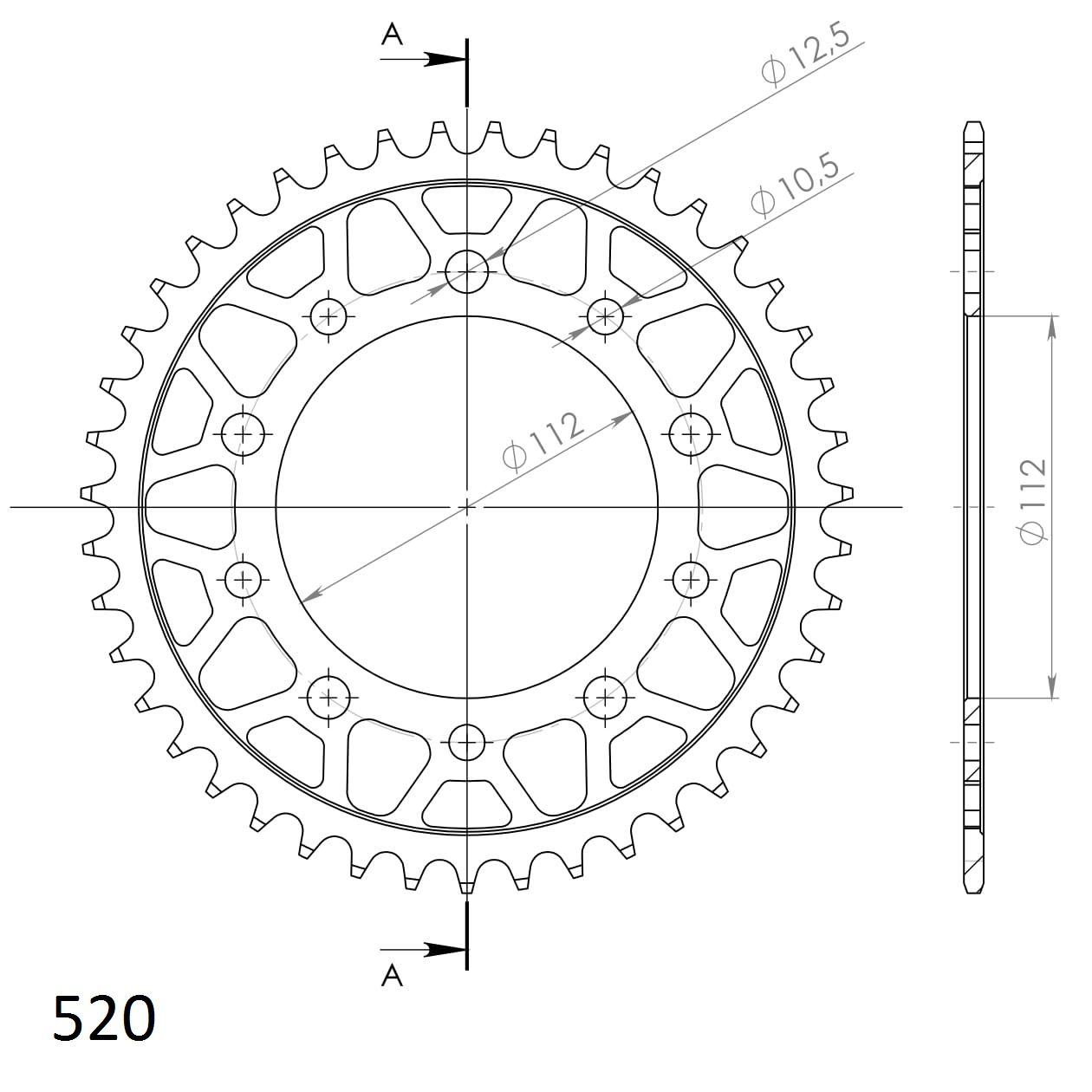 Supersprox Stahl-Kettenrad 520 43Z (Schwarz)