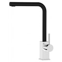 Vorschaubild Wasserhahn Küchenarmatur, QU, mit 360° schwenkbarem L-Auslauf, Verchromt / Schwarz Granit