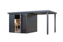Vorschaubild Wolff Finnhaus Premium Metall Gartenhaus Thorin 4824 Anthrazit inkl. 240 cm Anbaudach