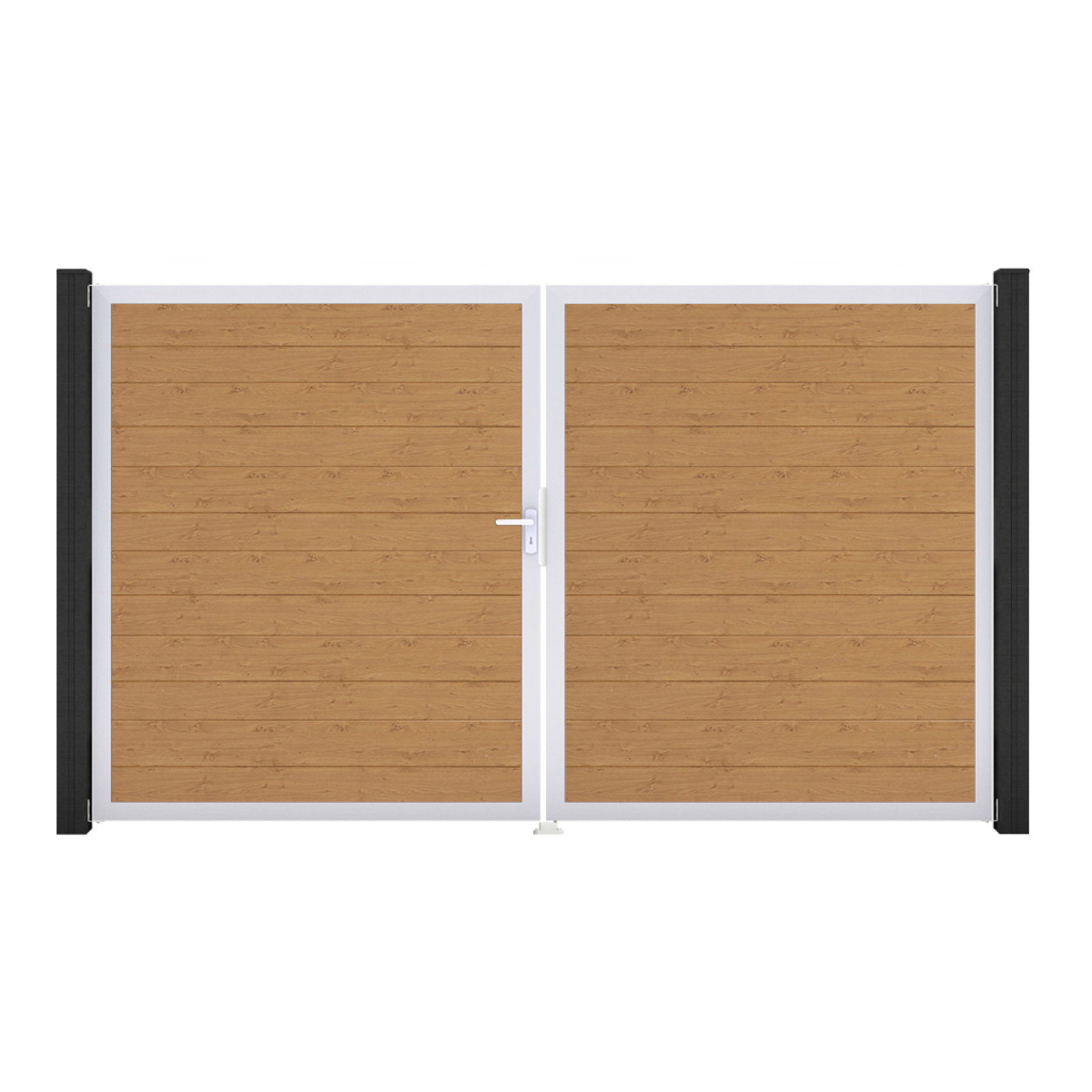 GroJa BasicLine PVC Stecksystem schmal Doppelltor mit Alurahmen 3000 x 1800 mm asteiche_natur DIN Links