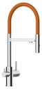 Vorschaubild 3 Wege Wasserhahn Küchenarmatur, FL, mit 360° schwenkbarem Auslauf, abnehmbare 2 strahl Handbrause, Verchromt / Orange