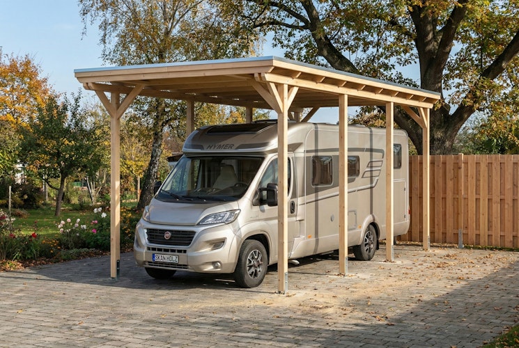 Skan Holz Emsland - Flachdach Caravan-Carport aus Leimholz Breite 402 cm