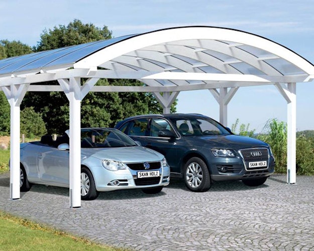 Skan Holz Franken - Bogendach Doppelcarport aus Leimholz Breite 635 cm