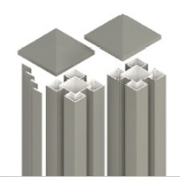 OSMO 2er-Set-Aluminiumpfosten Typ B - inkl. Pfostenkappe und 4 Abdeckleisten