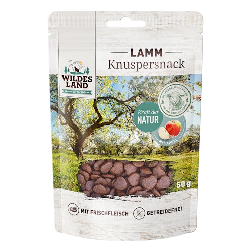 WILDES LAND Katze 50g Knuspersnack Lamm mit Apfel