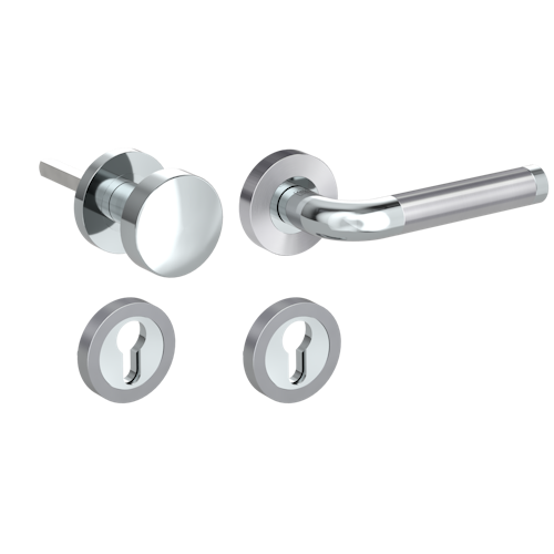 Griffwerk SIMONA Schraubtechnik GK4 -Chrom/Edelstahl Rosettengarnitur -Schraubt. -Knopf R21 -WR -TS 40-45mm