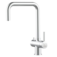 3 Wege Wasserhahn Küchenarmatur, Edelstahl Massiv mit 360° schwenkbarem N-Auslauf, Gebürstet