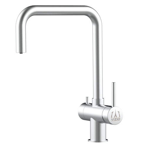 3 Wege Wasserhahn Küchenarmatur, Edelstahl Massiv mit 360° schwenkbarem N-Auslauf, Gebürstet