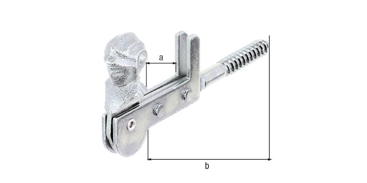 Alberts® Fensterladen-Feststeller, Frauenkopf, mit Anschlag, galvanisch verzinkt, dickschichtpassiviert,zEinschr.,⌀9/115mm 314743