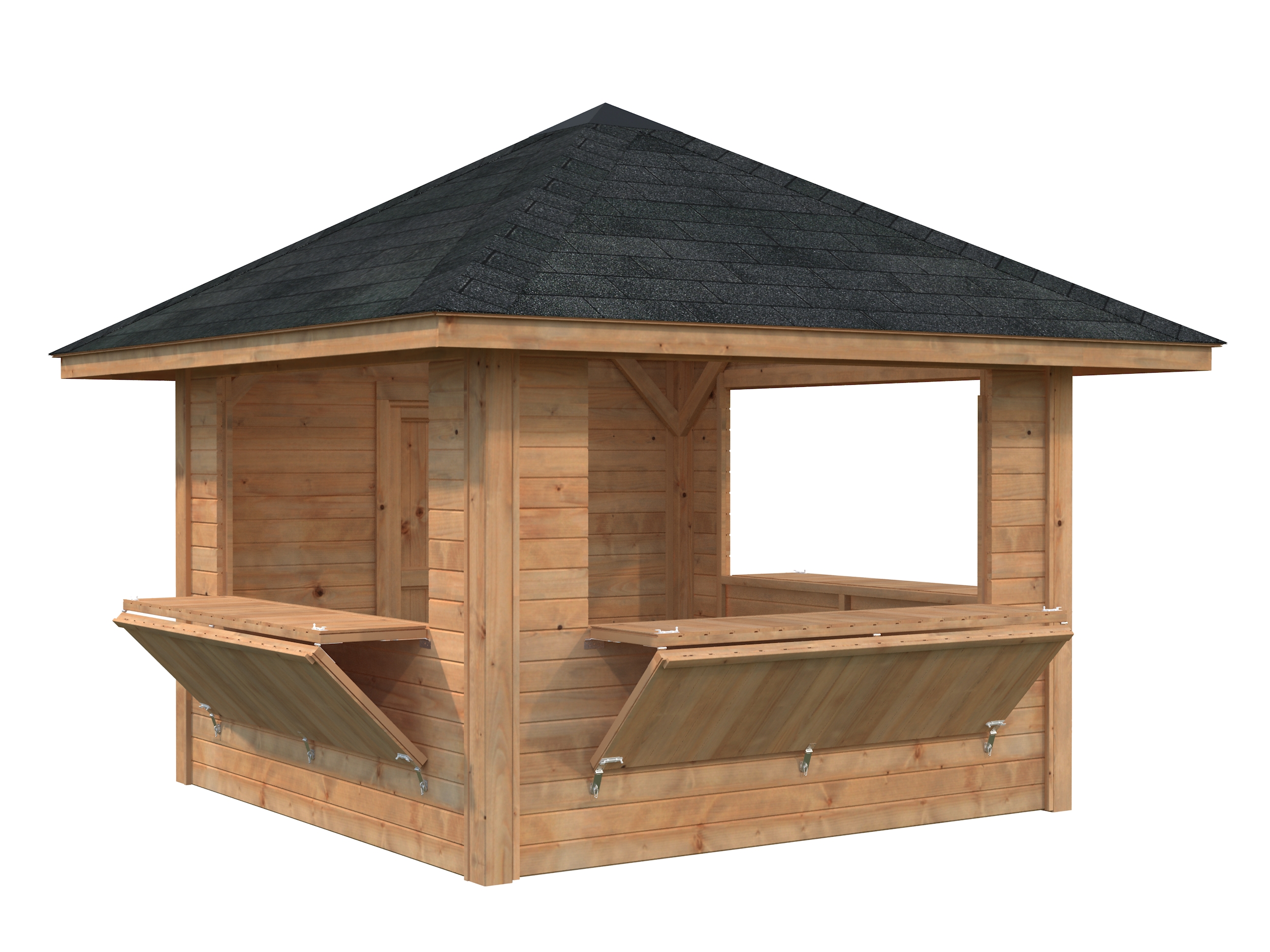 Palmako Marktstand Bianca 8,3 m² Set 106 - 28 mm Hellbraun tauchgrundiert