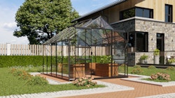 Vitavia Gewächshaus Mars 8300 inkl. 2 Dachfenstern - 8,3 m² -schwarz-3 mm Einscheibensicherheitsglas