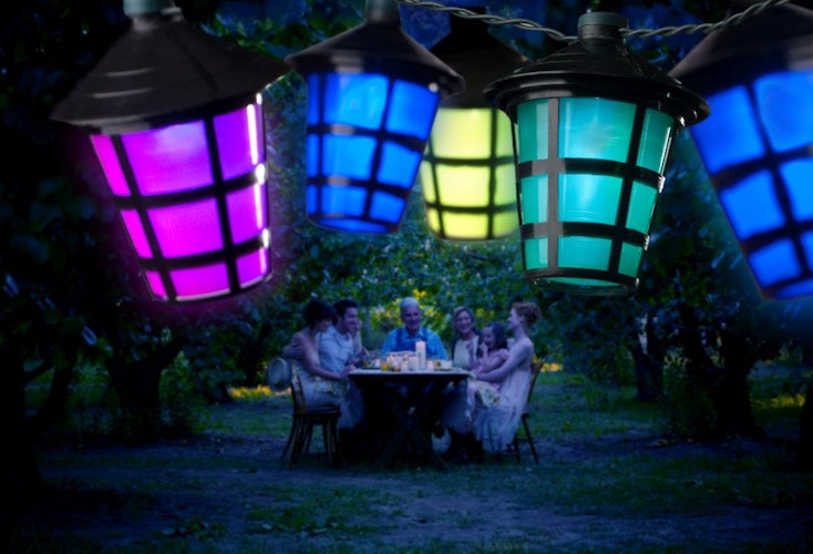 Konstsmide Ganzjahresbeleuchtung LED Lampion Lichterkette 20 bunte Laternen