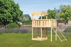 Akubi Kinderspielturm Ritterburg Löwenherz inkl. Anbauplattform und Netzrampe
