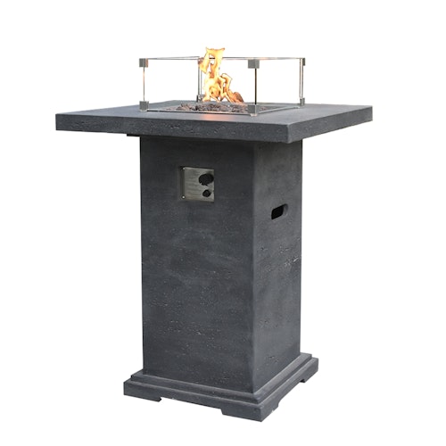 Gardenforma Gas Feuerstelle Montreal aus Faserbeton in Betonoptik, dunkelgrau