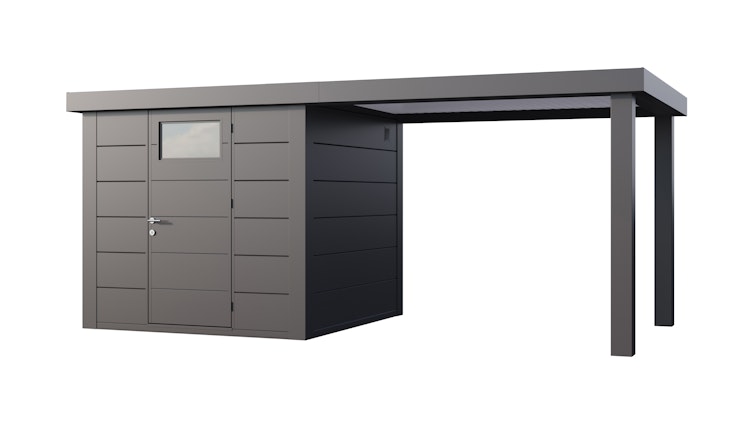 Telluria Metallgerätehaus Classico 2424 mit 280 cm Seitendach large