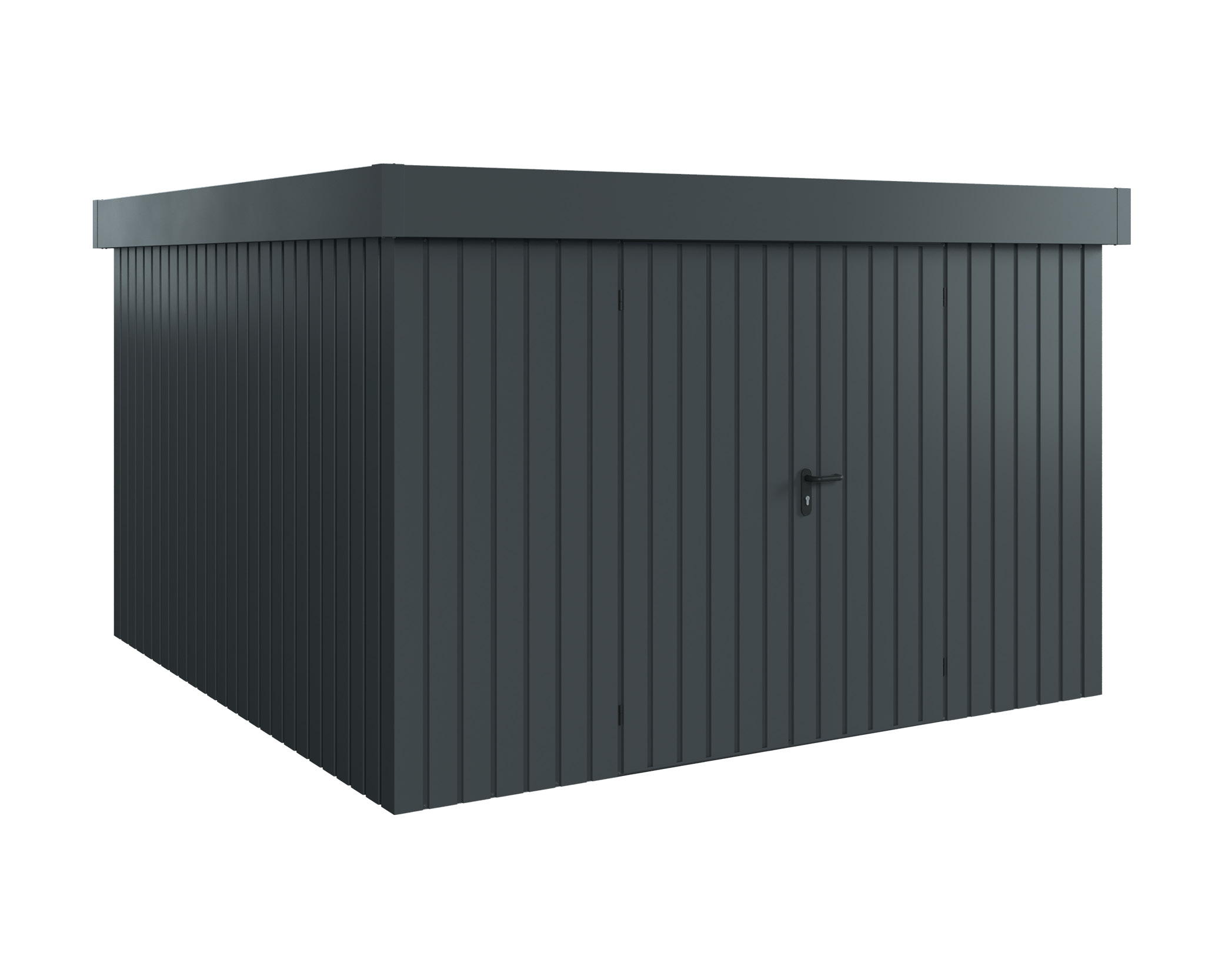 Hörmann Metall-Gerätehaus EcoStar EuroLine EFD mit Flachdach B 310 x T 310 cm (EFD 14), Motiv Modern (mit schmalen Lamel...