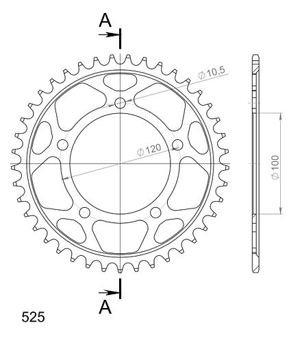 Supersprox Stahl-Kettenrad 525 41Z (Schwarz)