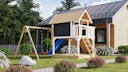 Vorschaubild Akubi Stelzenhaus Fidel mit Satteldach inkl. Wellenrutsche und Doppelschaukelanbau