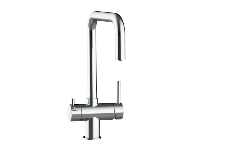 NIEDERDRUCK 3 Wege Wasserhahn Küchenarmatur, Edelstahl Massiv, 360° schwenkbarem N-Auslauf, Hochglanz Poliert