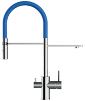 3 Wege Wasserhahn Küchenarmatur, FL, mit 360° schwenkbarem Auslauf, abnehmbare 2 strahl Handbrause, Verchromt / Blau