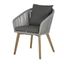 Vorschaubild Diamond Garden Balkon-Set SHEFFIELD, Tisch + 2 Stühle, Edelstahl Dunkelgrau / Recycled Teak / Rope Hellgrau