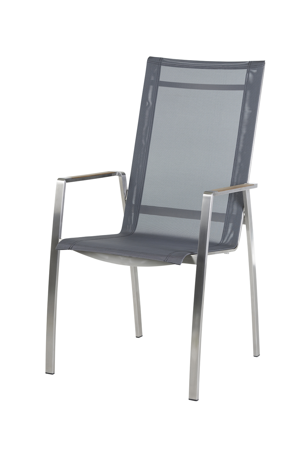 Diamond Garden Stapelstuhl VENEDIG Hoch Edelstahl / Sunproof Sling Schwarz/Silber