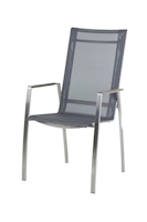 Diamond Garden Stapelstuhl VENEDIG Hoch Edelstahl / Sunproof Sling Schwarz/Silber