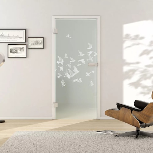 Griffwerk Glasdrehtür (ESG) BIRDS&BIRD 695 ESG BASIC GREEN matt 834x1972x8mm Studio/Office DIN L