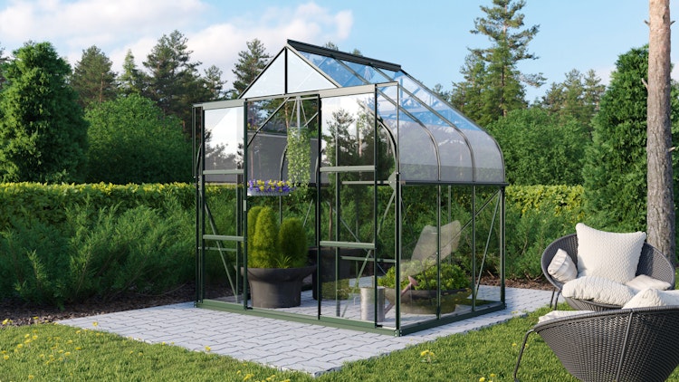 Vitavia Gewächshaus Dione/Diana 5000 inkl. 1 Dachfenster und Stahlfundamentrahmen - 5,0 m²