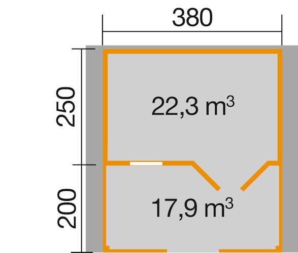 Weka 28 mm Gartenhaus 111 B mit Vordach und Terrasse (200 cm)