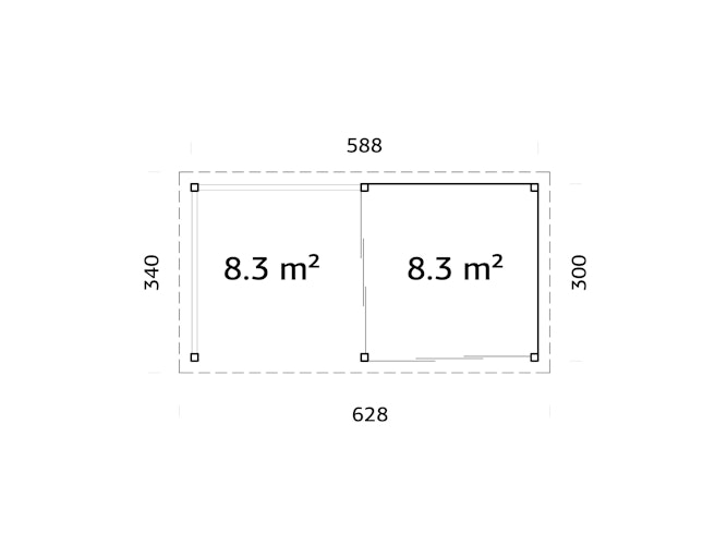 Palmako Gartenhaus Connect Lenna 16,6 m² Set 703 Slide Plus mit Isolierglas-Schiebetüren - 28 mm