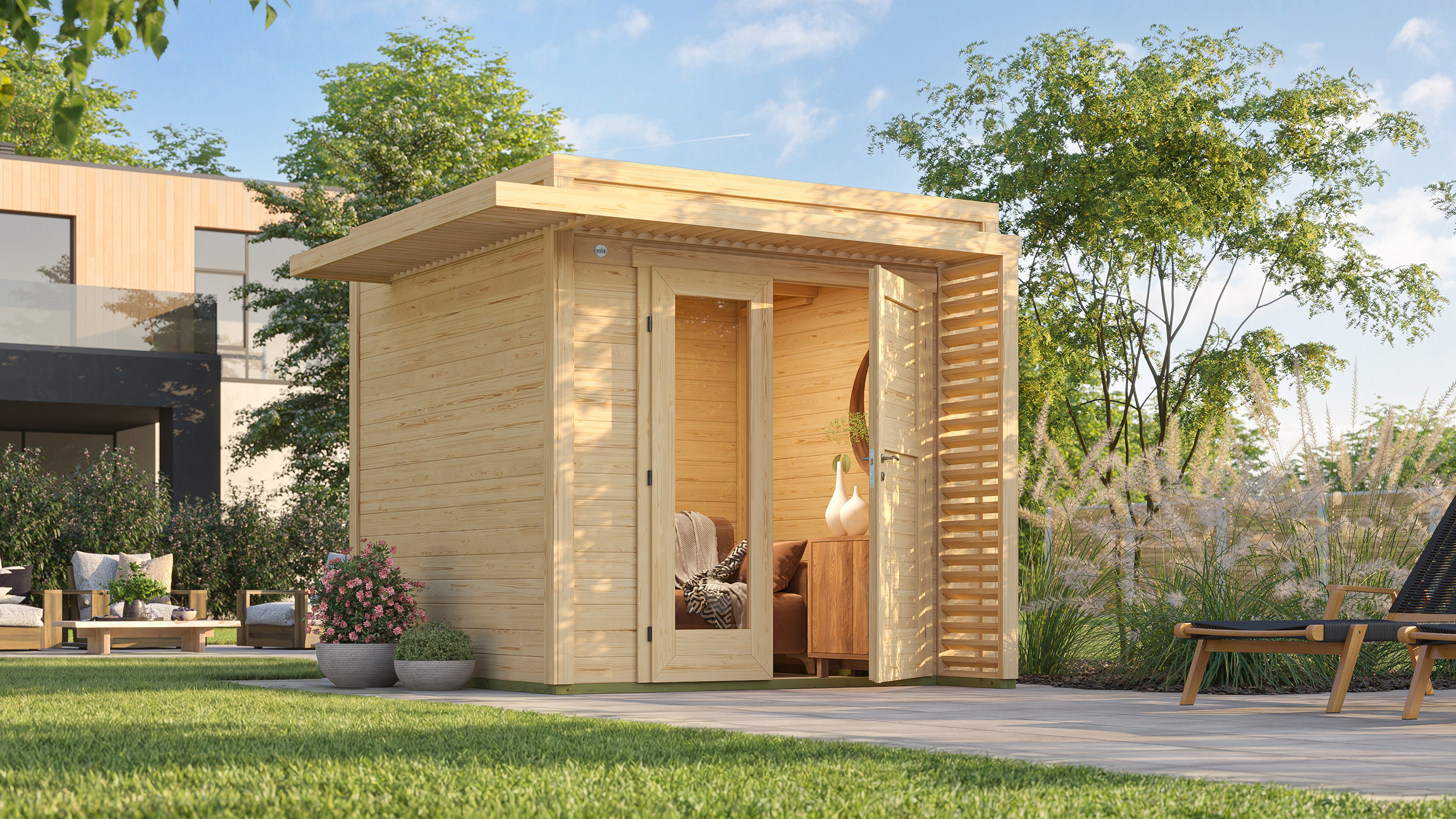 Weka Design Gartenhaus Pure Garden Amberley - 19 mm naturbelassen