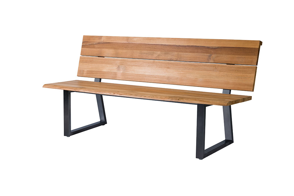 Diamond Garden Bank PISA 140 cm, Edelstahl Dunkelgrau / Recycled Teak