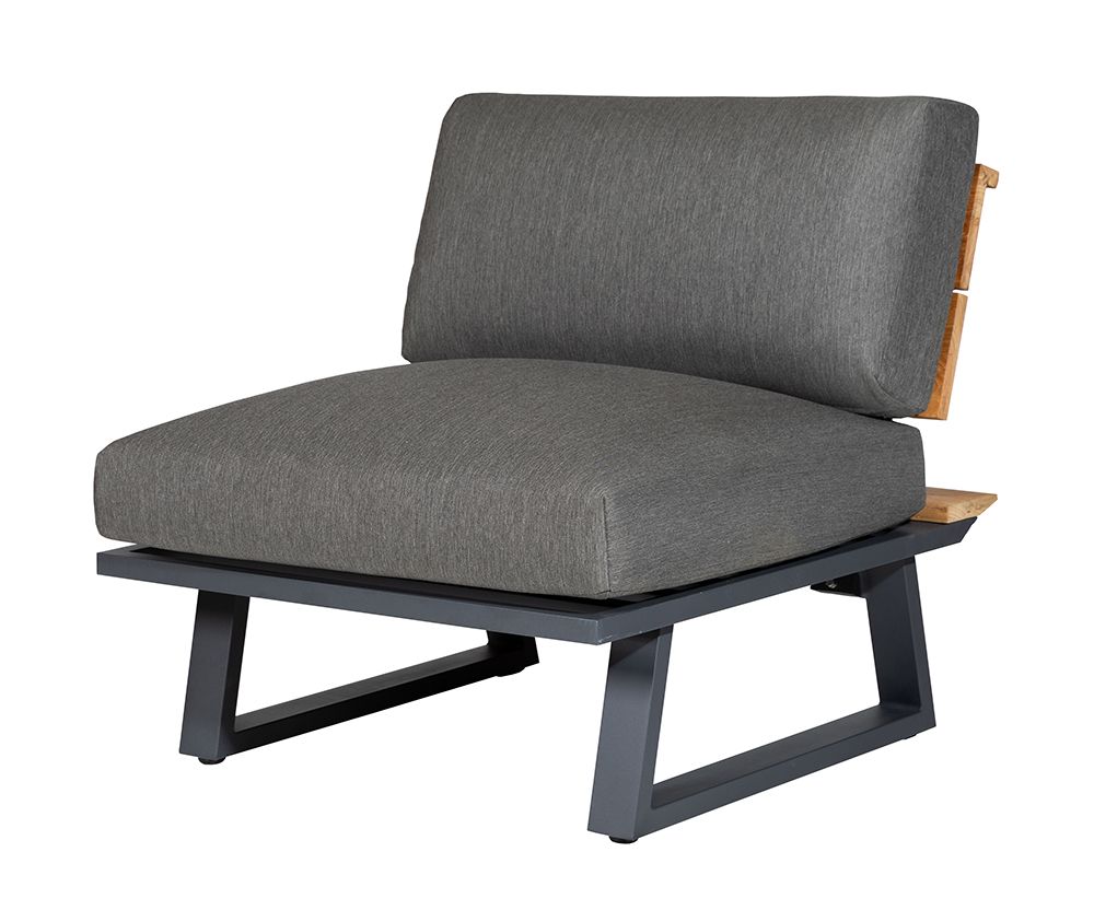 Diamond Garden Modullounge Mittelteil NORA Sun & Rain, Aluminium / Recycled Teak / Tuvatextil (100 % Polyacryl)