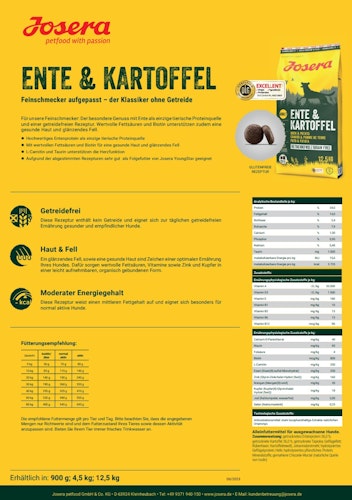 Josera Ente & Kartoffel Hundetrockenfutter