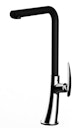 Vorschaubild Wasserhahn Küchenarmatur, LEAF, mit 360° schwenkbarem L-Auslauf, Verchromt / Schwarz Granit