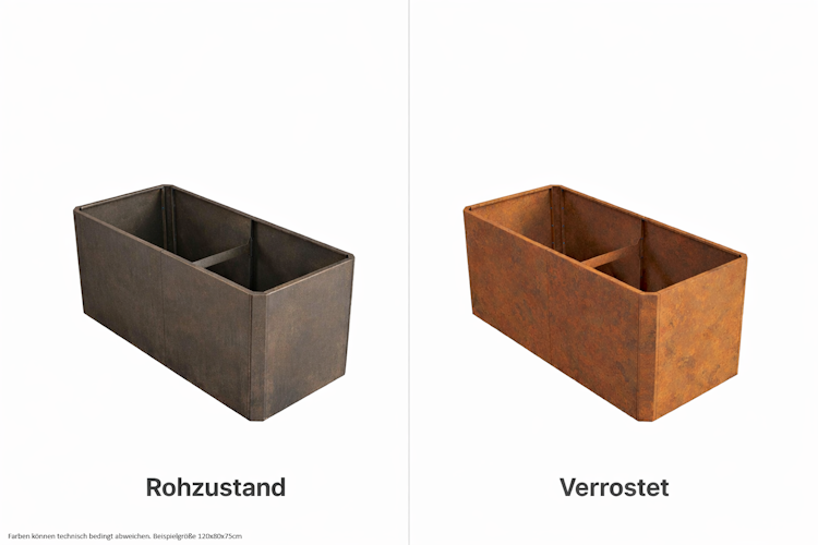 Premium Hochbeet aus Cortenstahl mit Rostpatina 80 x 80 x 75 cm