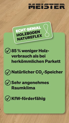 MEISTER Holzboden Natureflex HD 100 2200 x 210 x 8 mm 20013 Eiche lebhaft gebürstet ultramattlackiert