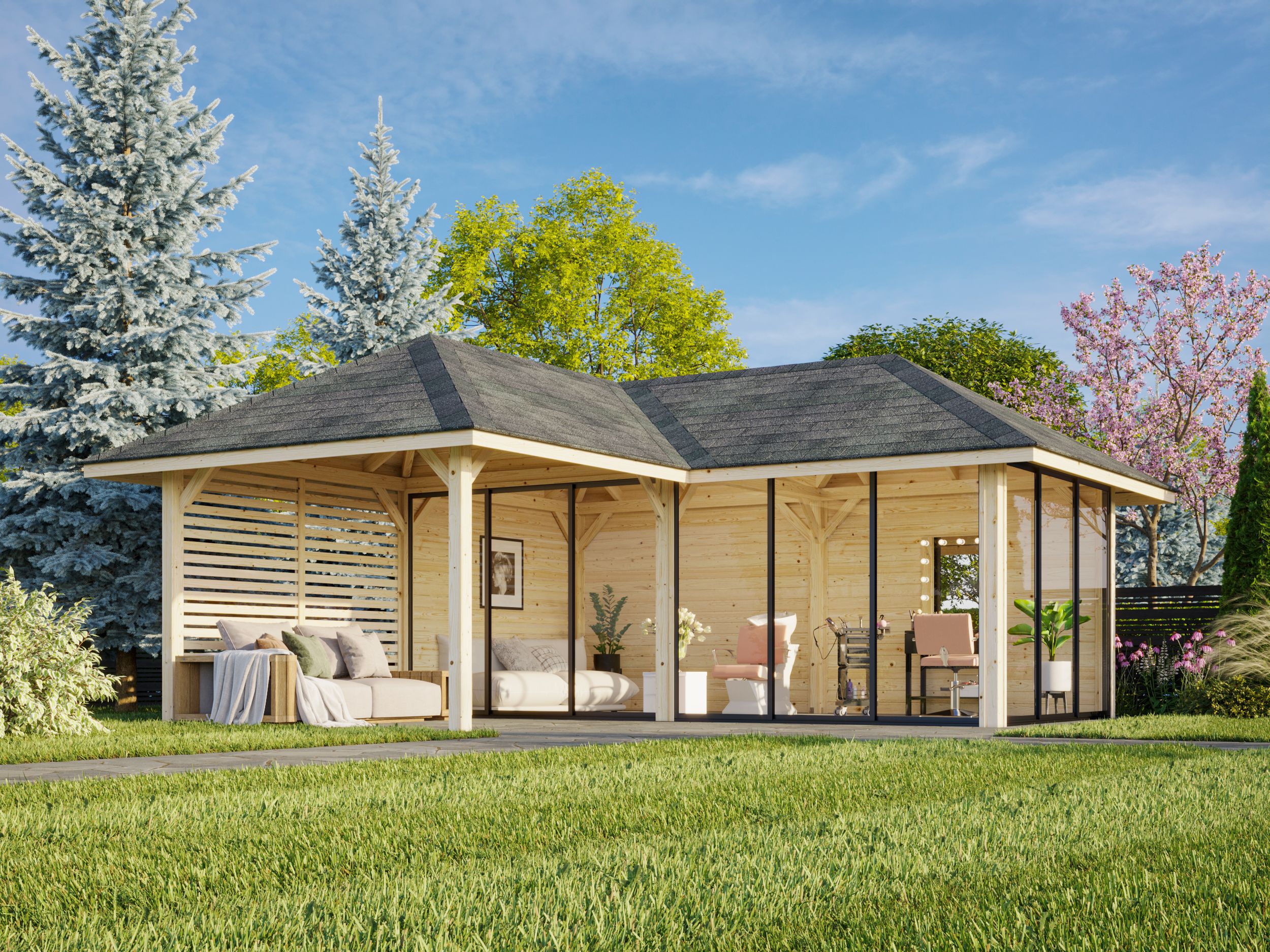 Palmako Pavillon Bianca 24,9 m² Set 214 Slide - 28 mm
