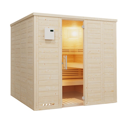 Infraworld Sauna Urban - 40 mm Massivholzsauna inkl. 5-teiligem gratis Zubehörset