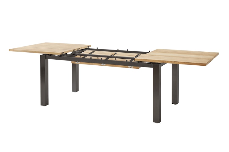 Diamond Garden Ausziehtisch PORTO, Edelstahl Dunkelgrau / Recycled Teak