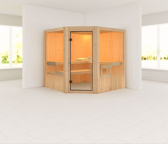Karibu Sauna Jarin mit Eckeinstieg 68 mm inkl. gratis Sauna-Zubehörset im Wert von 234,94 €